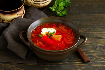 Borsch, a dish of Russian and Ukrainian cuisine.
