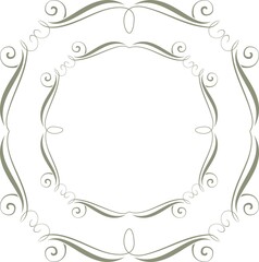 Set of round frame with decor. Vector illustration.
