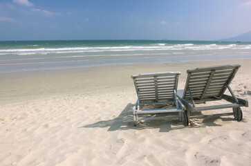 Two loungers on the beach, Vietnam