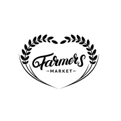 Farmers Market hand written lettering logo, label, badge, emblem.