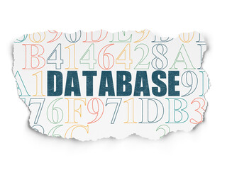 Software concept: Database on Torn Paper background