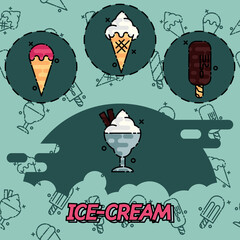 Ice-cream flat concept icons