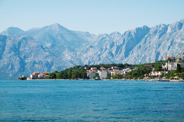 Fototapeta na wymiar View of Kotor Bay near Dobrota, Montenegro