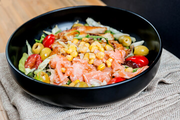 Fresh seafood salad with smoked salmon