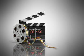 movie clapper board high quality 3d render on grey