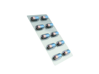 Pills Package Blister 3D illustration on white no shadow