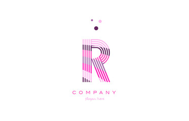 r alphabet letter logo pink purple line icon template vector