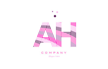 ah a h alphabet letter logo pink purple line icon template vector