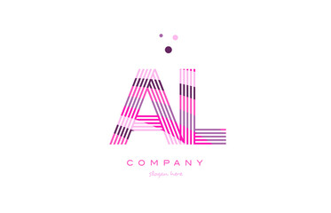 al a l alphabet letter logo pink purple line icon template vector