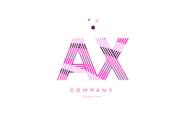 ax a x alphabet letter logo pink purple line icon template vector