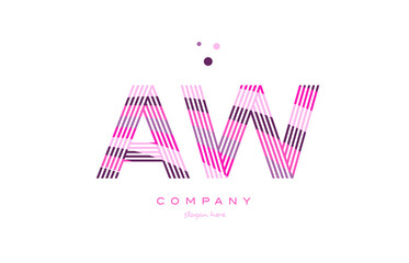 aw a w alphabet letter logo pink purple line icon template vector