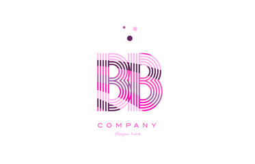 bb b b  alphabet letter logo pink purple line icon template vector