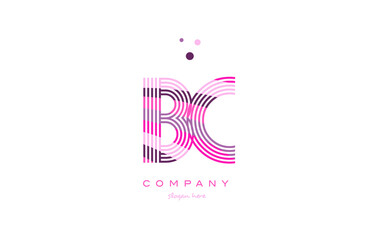 bc b c alphabet letter logo pink purple line icon template vector