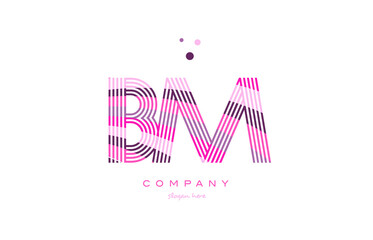 bm b m alphabet letter logo pink purple line icon template vector