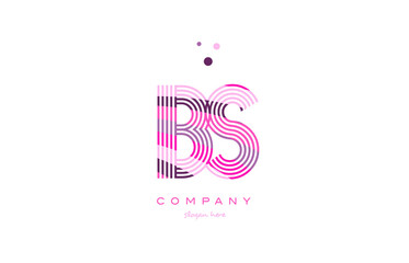 bs b s alphabet letter logo pink purple line icon template vector