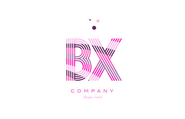 bx b x alphabet letter logo pink purple line icon template vector