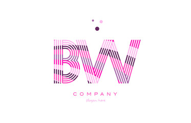 bw b w alphabet letter logo pink purple line icon template vector