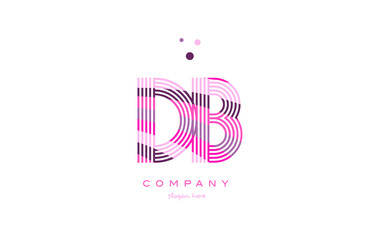 db d b alphabet letter logo pink purple line icon template vector