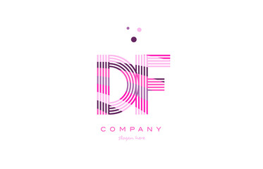 df d f alphabet letter logo pink purple line icon template vector