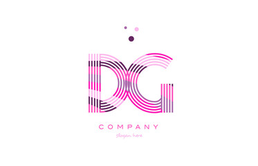 dg d g alphabet letter logo pink purple line icon template vector