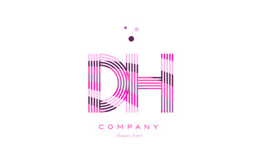 dh d h alphabet letter logo pink purple line icon template vector