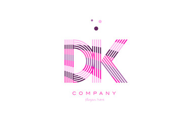 dk d k alphabet letter logo pink purple line icon template vector