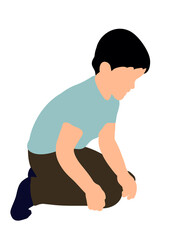 Little boy playing, color silhouette child