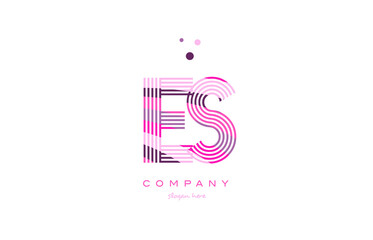 es e s alphabet letter logo pink purple line icon template vector