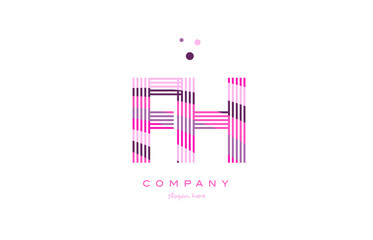 fh f h alphabet letter logo pink purple line icon template vector