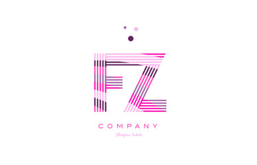 fz f z  alphabet letter logo pink purple line icon template vector