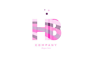 hb h b alphabet letter logo pink purple line icon template vector