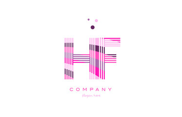 hf h f alphabet letter logo pink purple line icon template vector