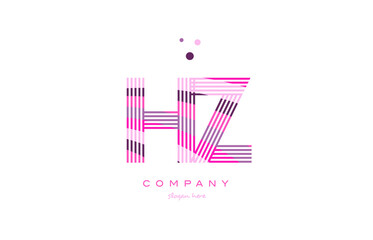hz h z alphabet letter logo pink purple line icon template vector