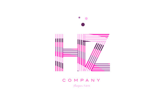 hz h z alphabet letter logo pink purple line icon template vector