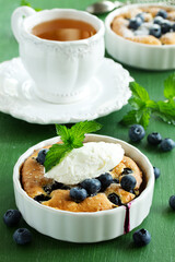 Summer Clafoutis pie with blueberries.
