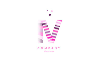 iv i v alphabet letter logo pink purple line icon template vector