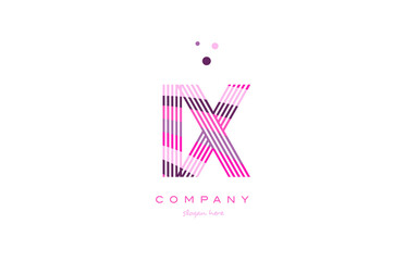 ix i x alphabet letter logo pink purple line icon template vector