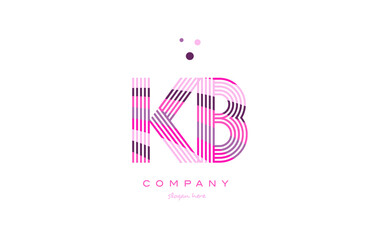 kb k b alphabet letter logo pink purple line icon template vector