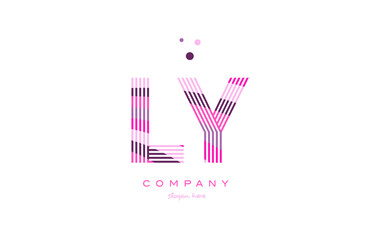 ly l y alphabet letter logo pink purple line icon template vector