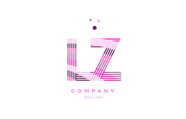 lz l z alphabet letter logo pink purple line icon template vector