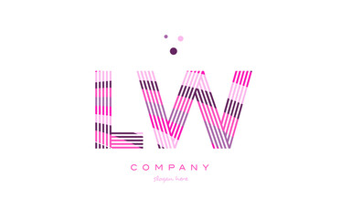 lw l w alphabet letter logo pink purple line icon template vector