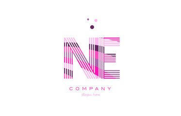 ne n e alphabet letter logo pink purple line icon template vector