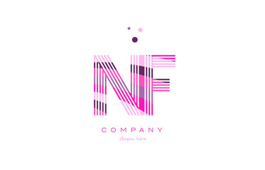 nf n f alphabet letter logo pink purple line icon template vector