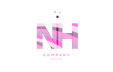 nh n h alphabet letter logo pink purple line icon template vector