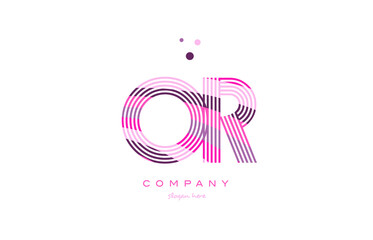or o r alphabet letter logo pink purple line icon template vector