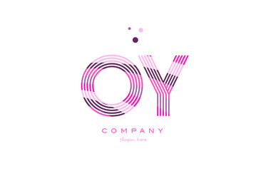 oy o y alphabet letter logo pink purple line icon template vector