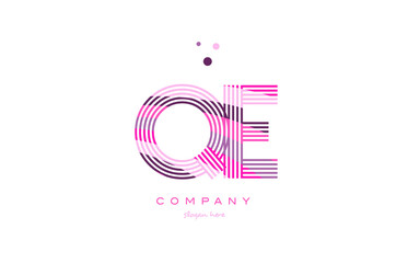 Obraz premium qe q e alphabet letter logo pink purple line icon template vector