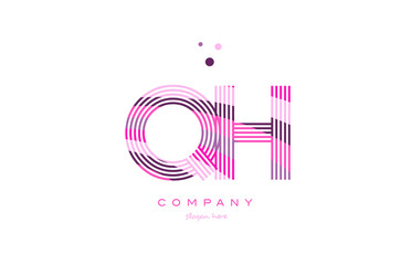 qh g h alphabet letter logo pink purple line icon template vector