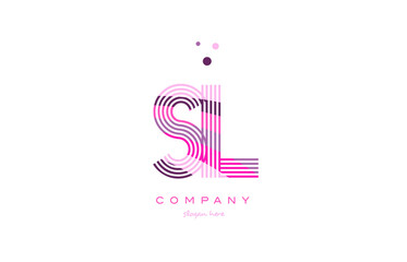 sl s l alphabet letter logo pink purple line icon template vector
