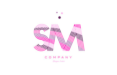 sm s m alphabet letter logo pink purple line icon template vector